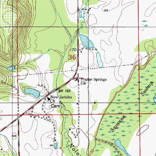 Topographic Map of Popular Spring African Methodist Episcopal Zion Church, AL