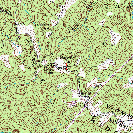 Topographic Map of Mary Lou Church, WV