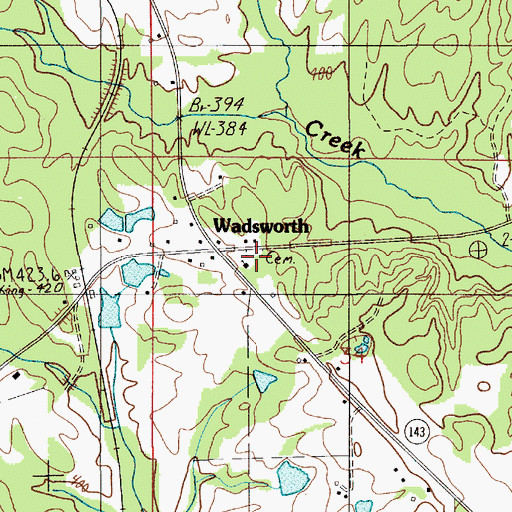 Topographic Map of Wadsworth Baptist Church, AL