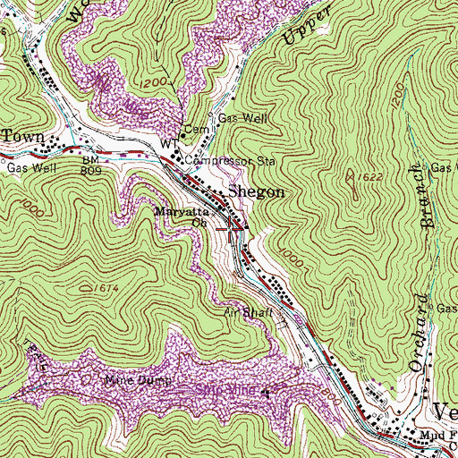 Topographic Map of Maryatta Church, WV