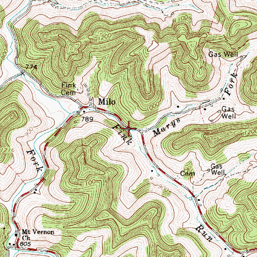 Topographic Map of Marys Fork, WV