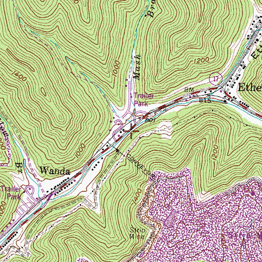 Topographic Map of Mash Branch, WV