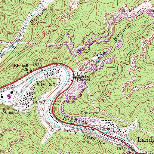 Topographic Map of Masks Chapel, WV