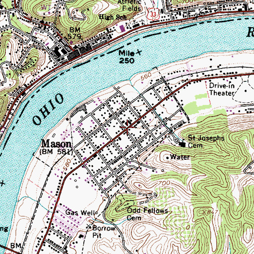 Topographic Map of Mason, WV