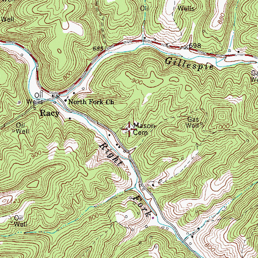 Topographic Map of Mason Cemetery, WV