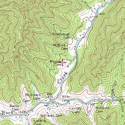 Topographic Map of Massey Cemetery, WV