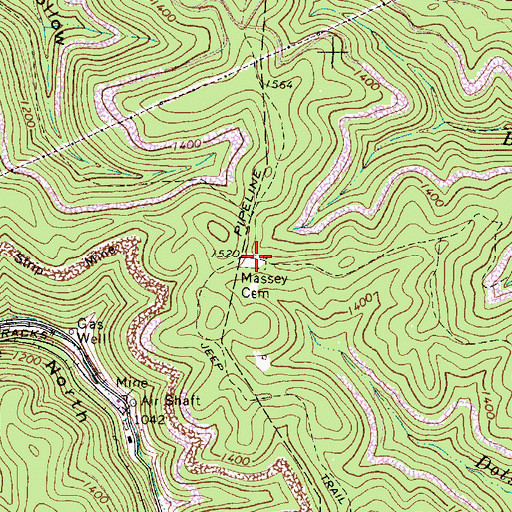 Topographic Map of Massey Cemetery, WV