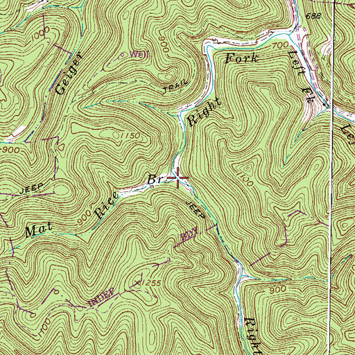 Topographic Map of Mat Rice Branch, WV