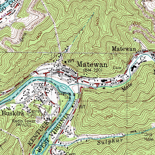 Topographic Map of Matewan, WV