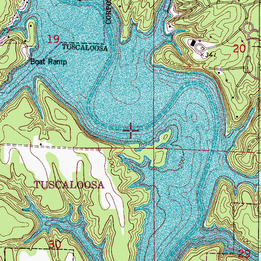 Topographic Map of Bakers Ford, AL