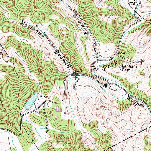 Topographic Map of Matthews Branch, WV