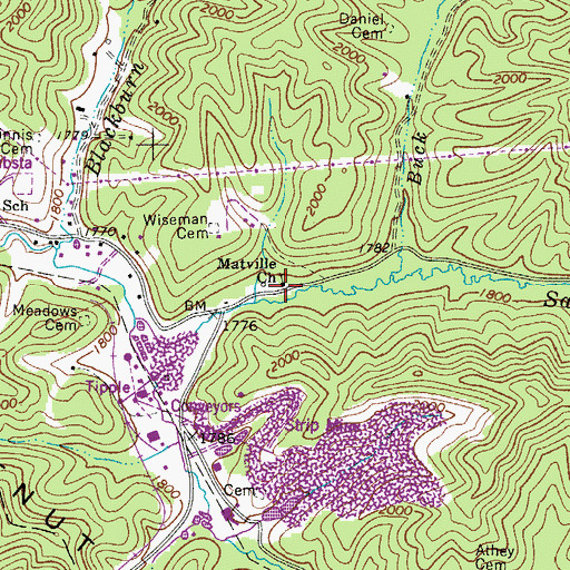 Topographic Map of Matville Church, WV