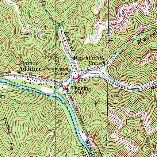 Topographic Map of Mauchlinville Branch, WV