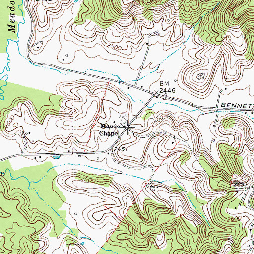 Topographic Map of Maude Chapel, WV