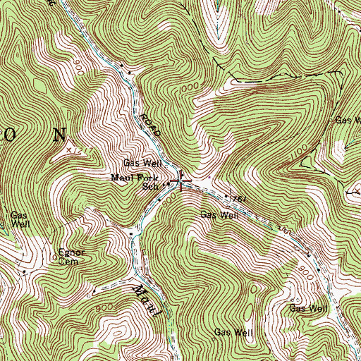 Topographic Map of Maul Fork, WV