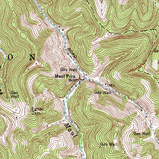 Topographic Map of Maul Fork School (historical), WV