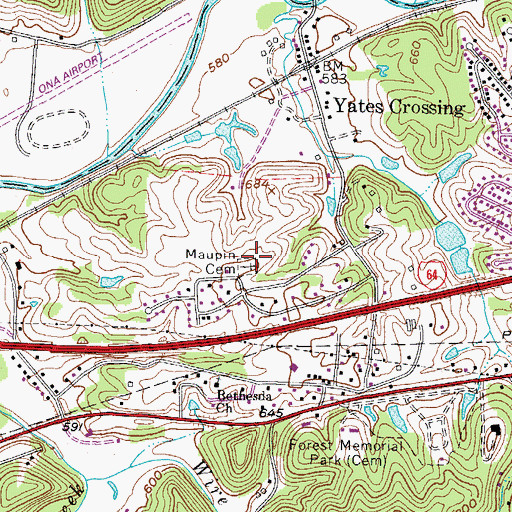 Topographic Map of Maupin Cemetery, WV