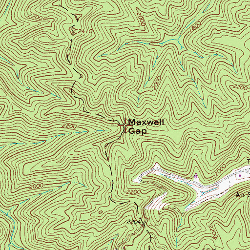 Topographic Map of Maxwell Gap, WV