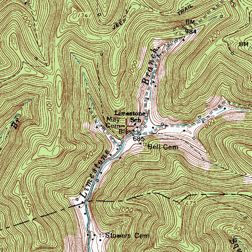 Topographic Map of May Cemetery, WV