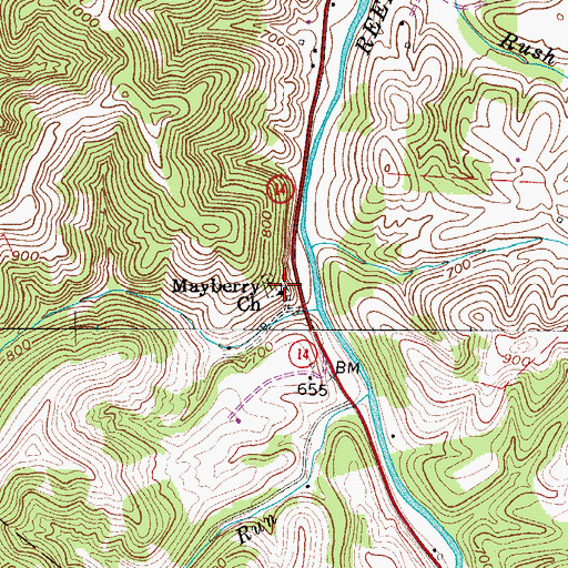Topographic Map of New Home United Methodist Church, WV