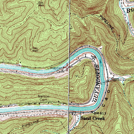 Topographic Map of Maynard Cemetery, WV