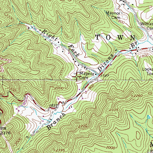 Topographic Map of Maynor Cemetery, WV