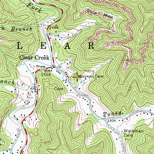 Topographic Map of Maynor Cemetery, WV