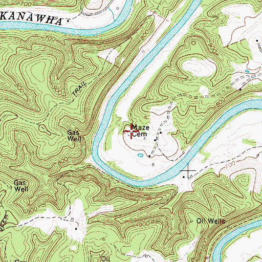 Topographic Map of Maze Cemetery, WV