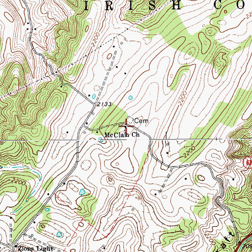 Topographic Map of McClain Church, WV