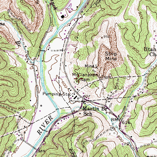 Topographic Map of McClanahan Cemetery, WV