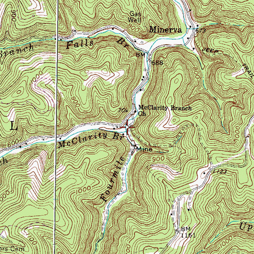 Topographic Map of McClarity Branch, WV