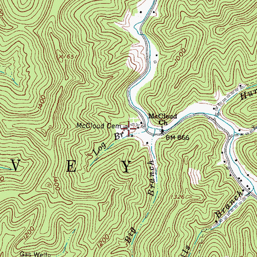 Topographic Map of McCloud Cemetery, WV