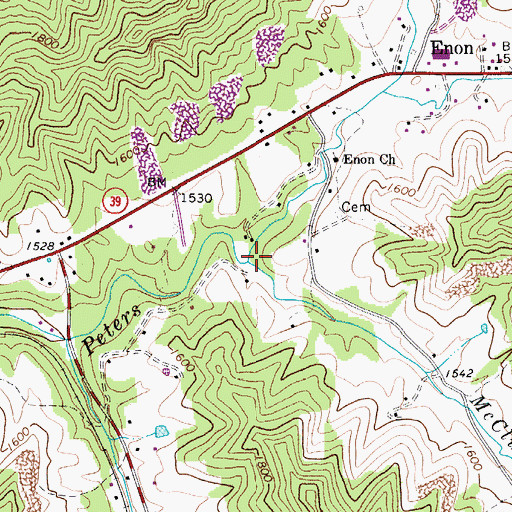 Topographic Map of McClung Branch, WV