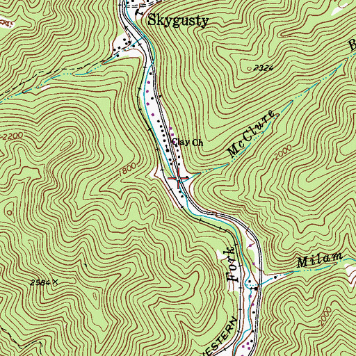 Topographic Map of McClure Branch, WV