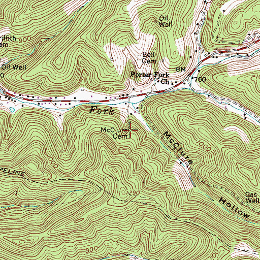 Topographic Map of McClure Cemetery, WV