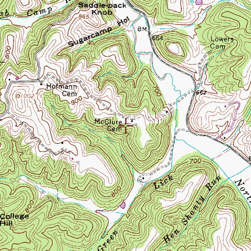 Topographic Map of McClure Cemetery, WV