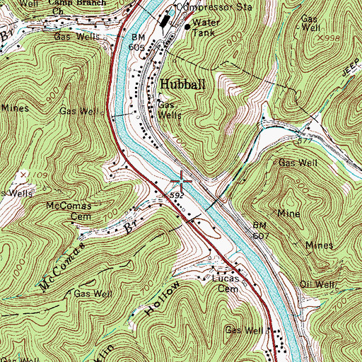 Topographic Map of McComas Branch, WV