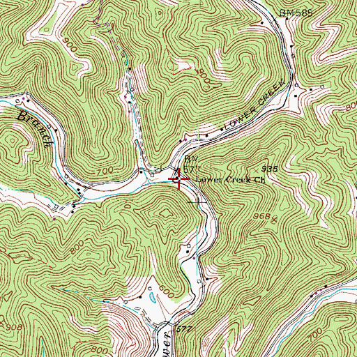 Topographic Map of McComas Branch, WV