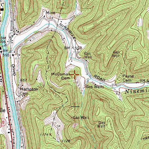 Topographic Map of McComas Cemetery, WV