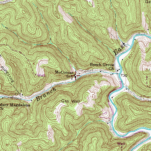 Topographic Map of McComas School (historical), WV