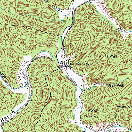 Topographic Map of McComas School (historical), WV