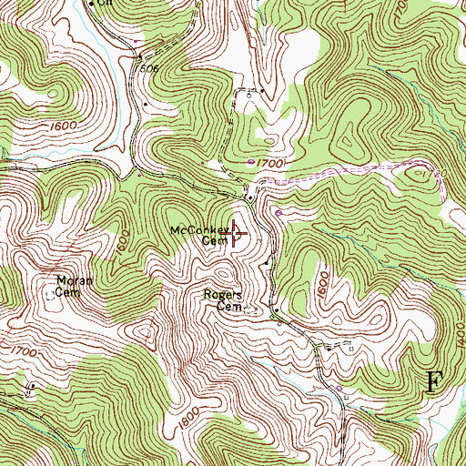 Topographic Map of McConkey Cemetery, WV