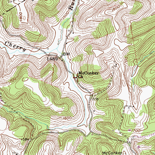 Topographic Map of McConkey Church, WV