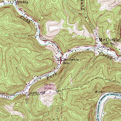 Topographic Map of McCorkle Pre-School Center (historical), WV