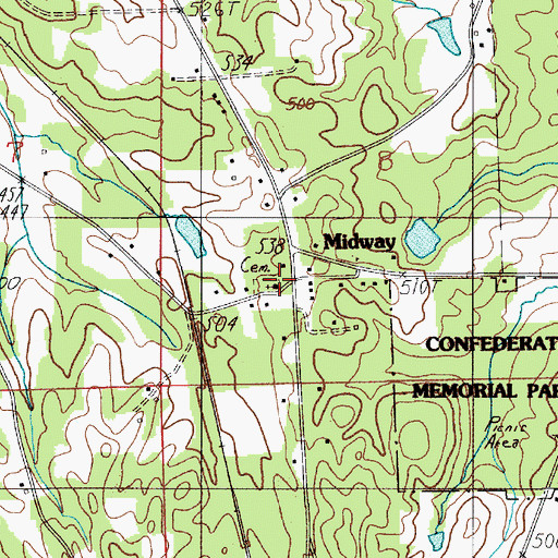 Topographic Map of Midway Church of Christ, AL