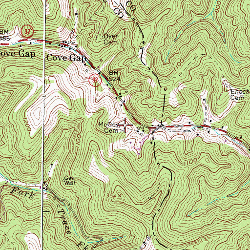 Topographic Map of McCoy Cemetery, WV