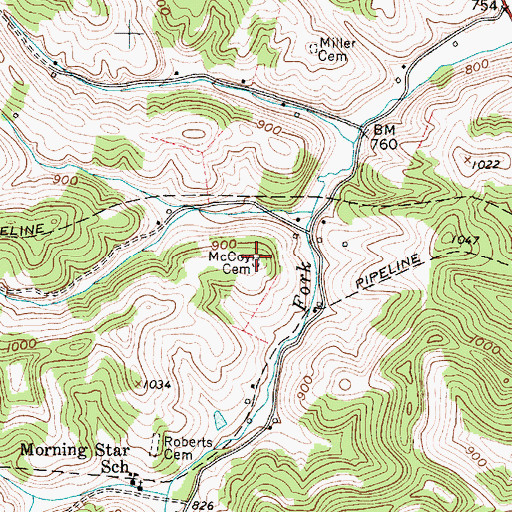 Topographic Map of McCoy Cemetery, WV