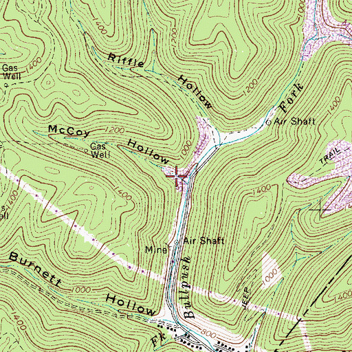 Topographic Map of McCoy Hollow, WV