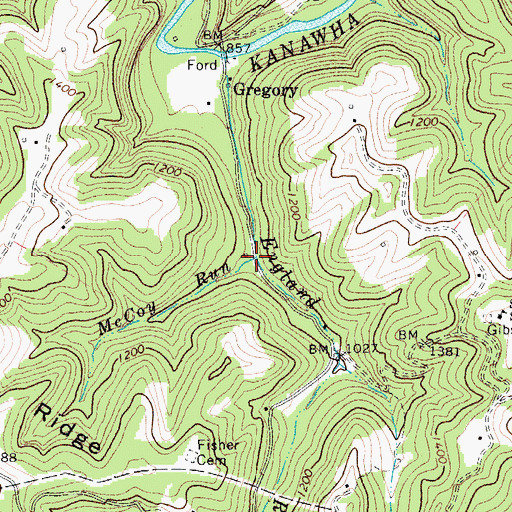 Topographic Map of McCoy Run, WV