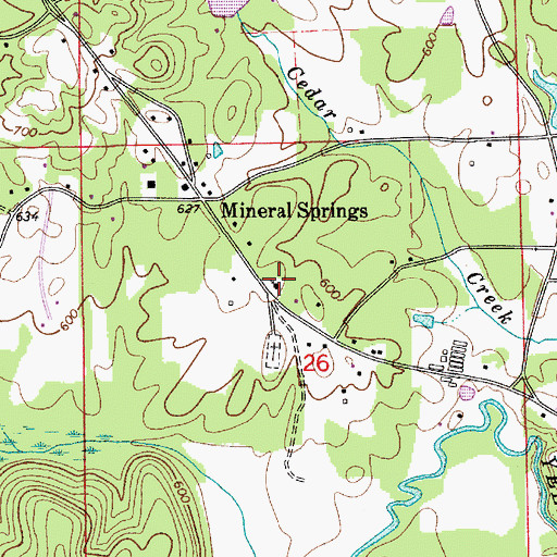 Topographic Map of Mineral Springs Baptist Church, AL